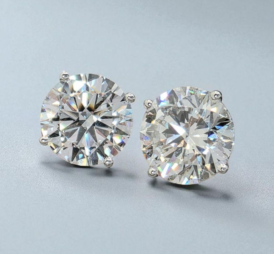 10.00 Ct G VS2 Round Lab Grown Martini Diamond Studs 14k Gold IGI Certified