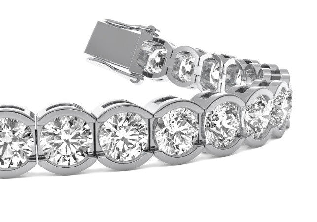 3.65 Ct D VS Semi Bezel Round Diamond 7" Tennis Bracelet 14k Gold Lab Grown