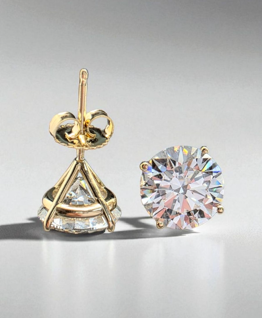 10.00 Ct G VS2 Round Lab Grown Martini Diamond Studs 14k Gold IGI Certified