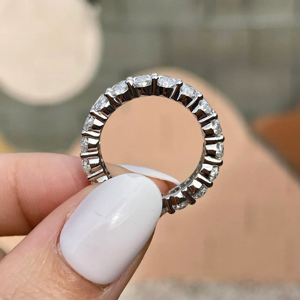 4.50 Ct Oval Lab Grown Diamond Eternity Band Ring 14k E VS GIA Authenticated