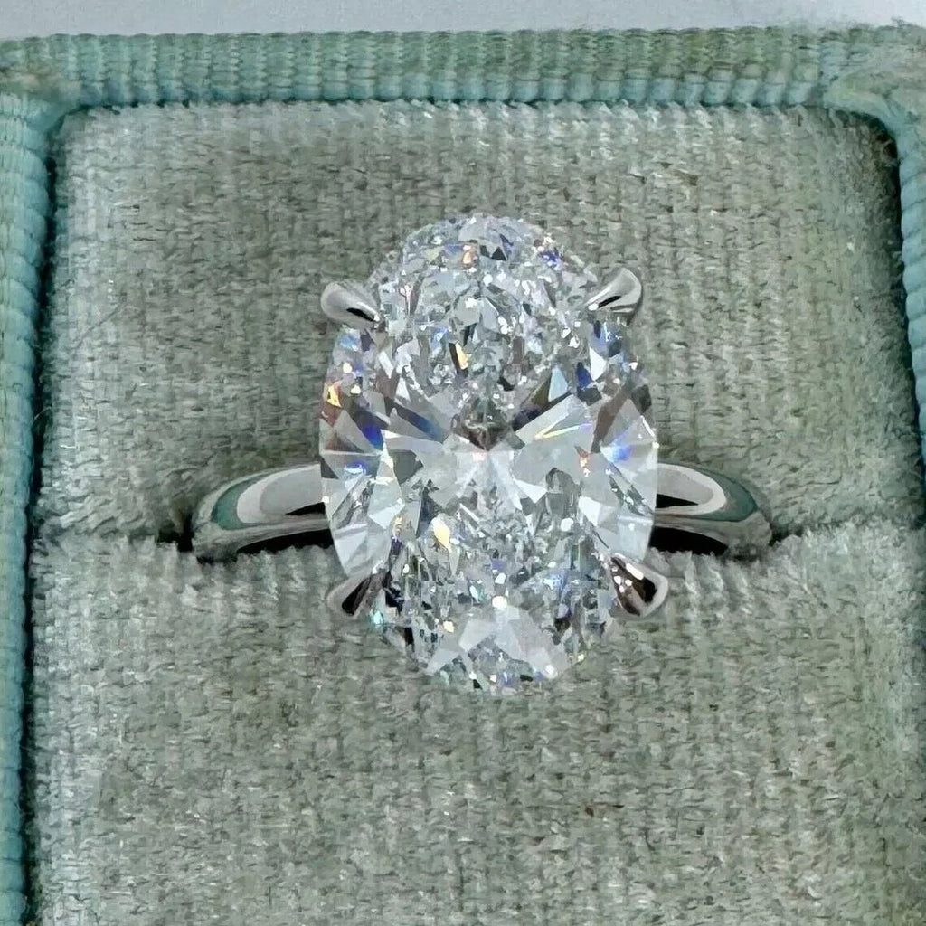 IGI Certified 5.00 Carat F VS1 Oval Lab Grown Diamond Engagement Ring 14k Gold