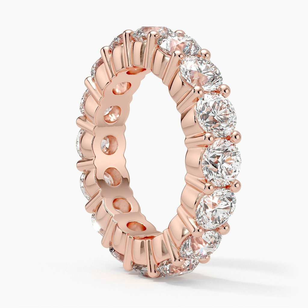 5 Ct Round Lab Grown Diamond Eternity Band Ring 14k Rose E VS GIA Authenticated