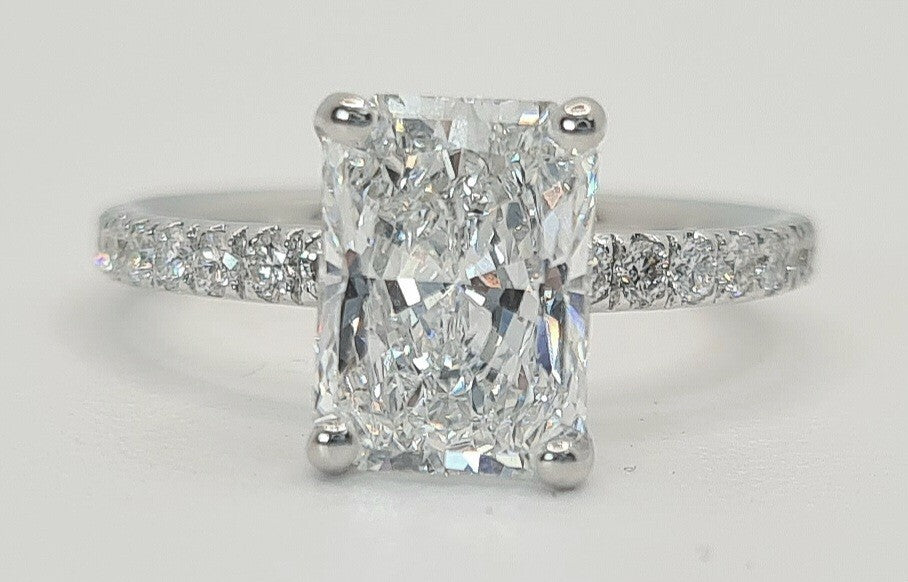 3.51 Ct E VS1 Lab Grown Radiant Diamond Engagement Ring IGI Certified 14k White