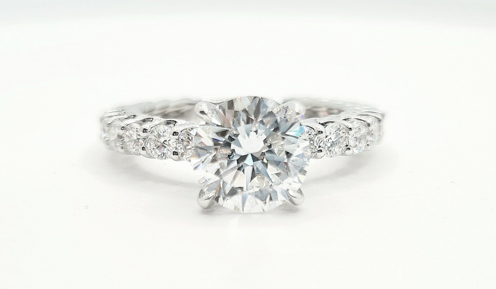 2.77 Ct D VS1 Round Diamond Engagement Ring IGI Certified Lab Grown 14k White