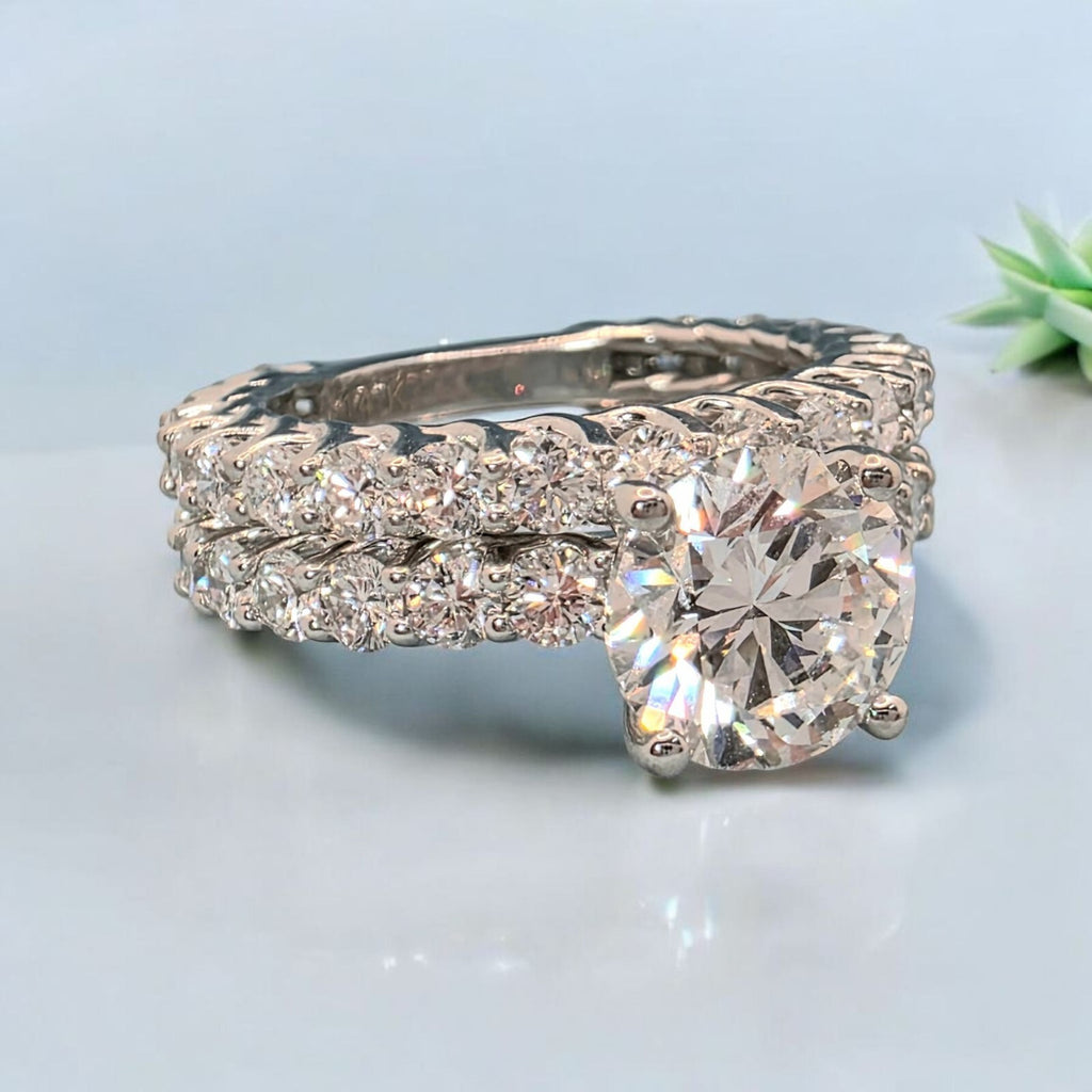 4.68 Ct D VS1 Lab Grown Diamond Engagement Ring With Band IGI Certified Diamond