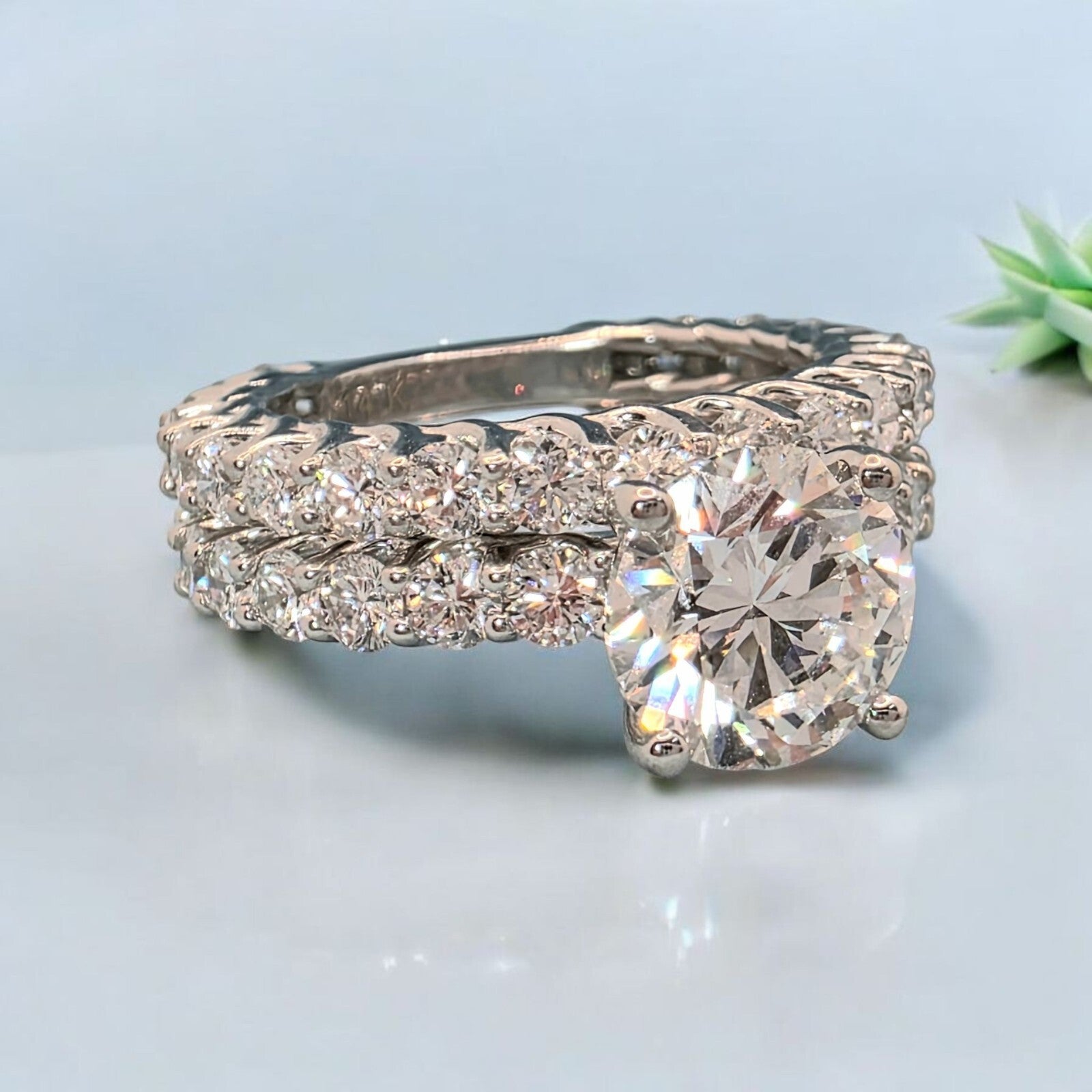 4.68 Ct D VS1 Lab Grown Diamond Engagement Ring With Band IGI Certified Diamond