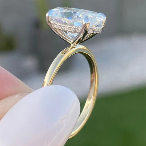 2.05 Carat D VS1 Hidden Halo Oval Lab Grown Diamond Ring 14k IGI Certified