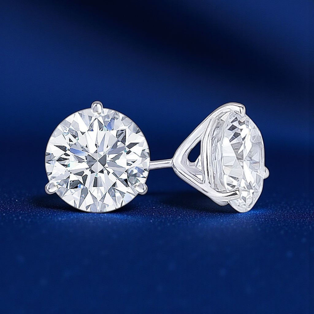 2 Ct Round Cut D/F VVS-VS Lab Grown Diamond Stud Earrings 14k Gold Screw Back