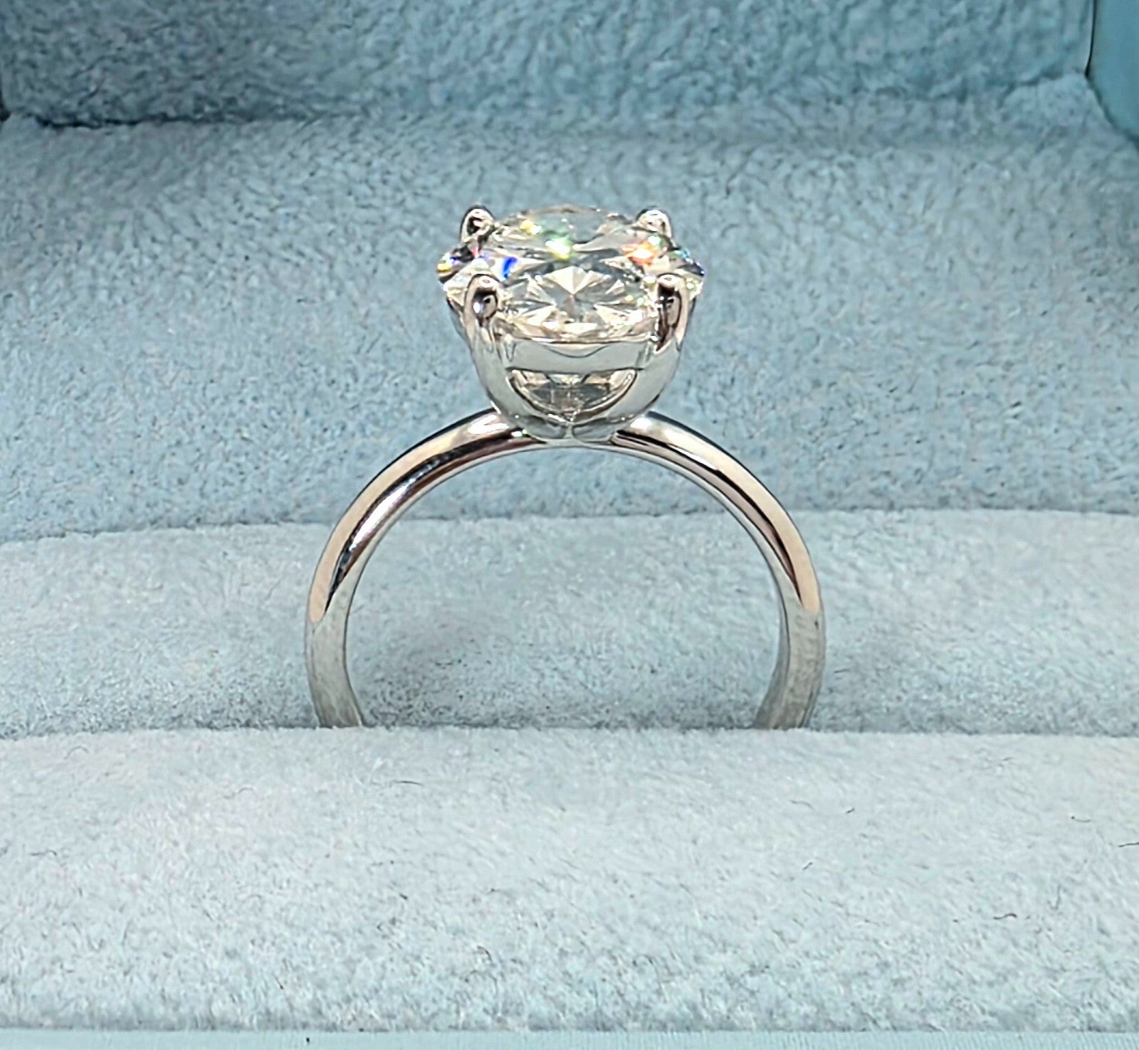 4.00 Ct E VS1 Oval Lab Grown Diamond Ring IGI Certified White Gold