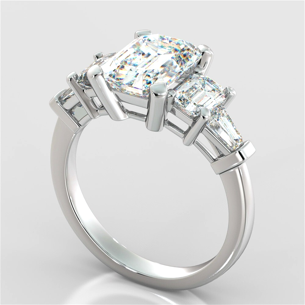 2.30 Ct Lab Grown Emerald Cut Diamond 5 Stone Ring IGI Certified GIA Authentic