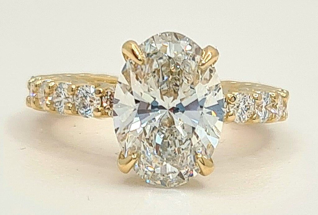 6.27 Ct F VS1 Carat Oval Lab Grown Diamond Ring IGI Certified 14k Yellow Gold