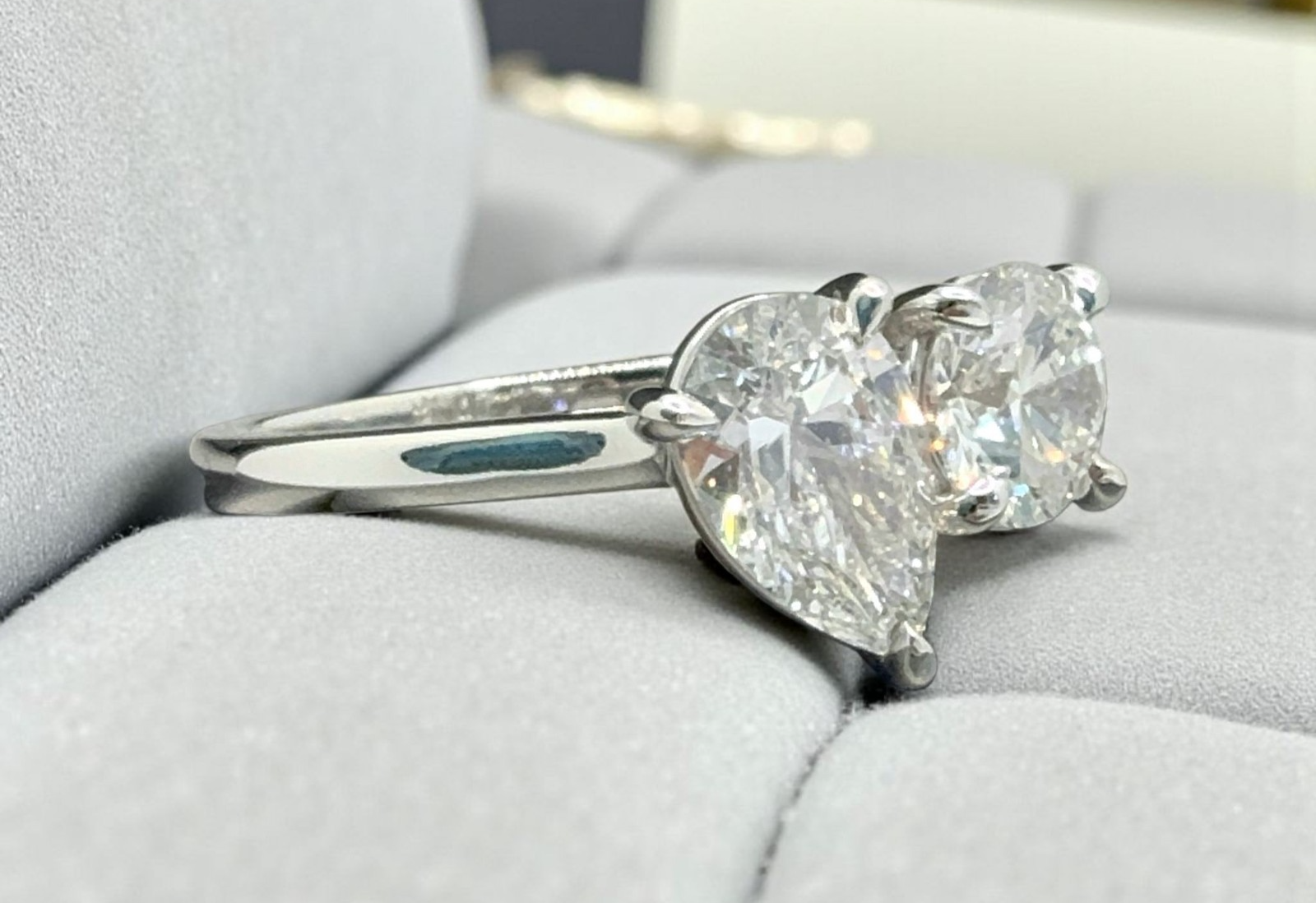 2.25 Ct D VS1 Toi et Moi Diamond Ring IGI Certified Lab Grown Platinum