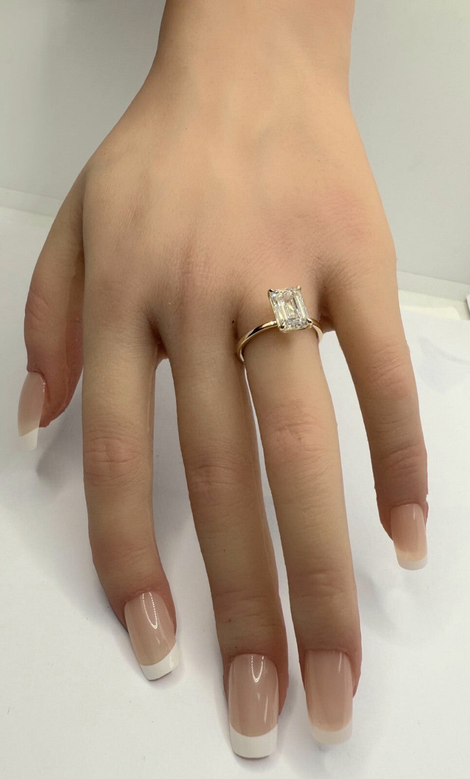 3.00 Ct F VS1 Emerald Cut Diamond Ring Lab Grown IGI Certified 14k Yellow Gold