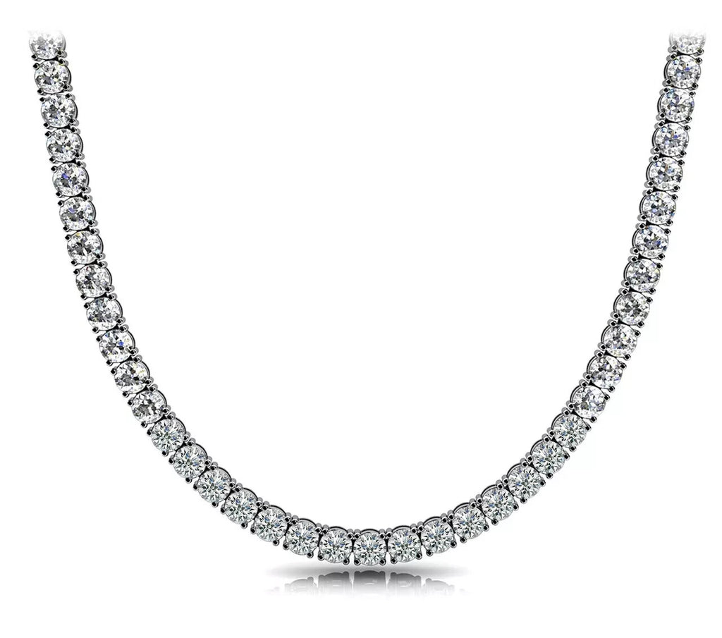 10 Ct 14K White Gold E VS Lab-Grown Eternity Diamond Tennis Necklace, 17” NEW!