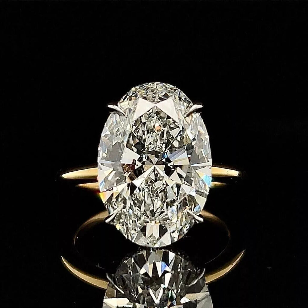 5.20 Ct G VS1 Oval Solitaire Yellow Gold Lab Grown Diamond Ring IGI Certified