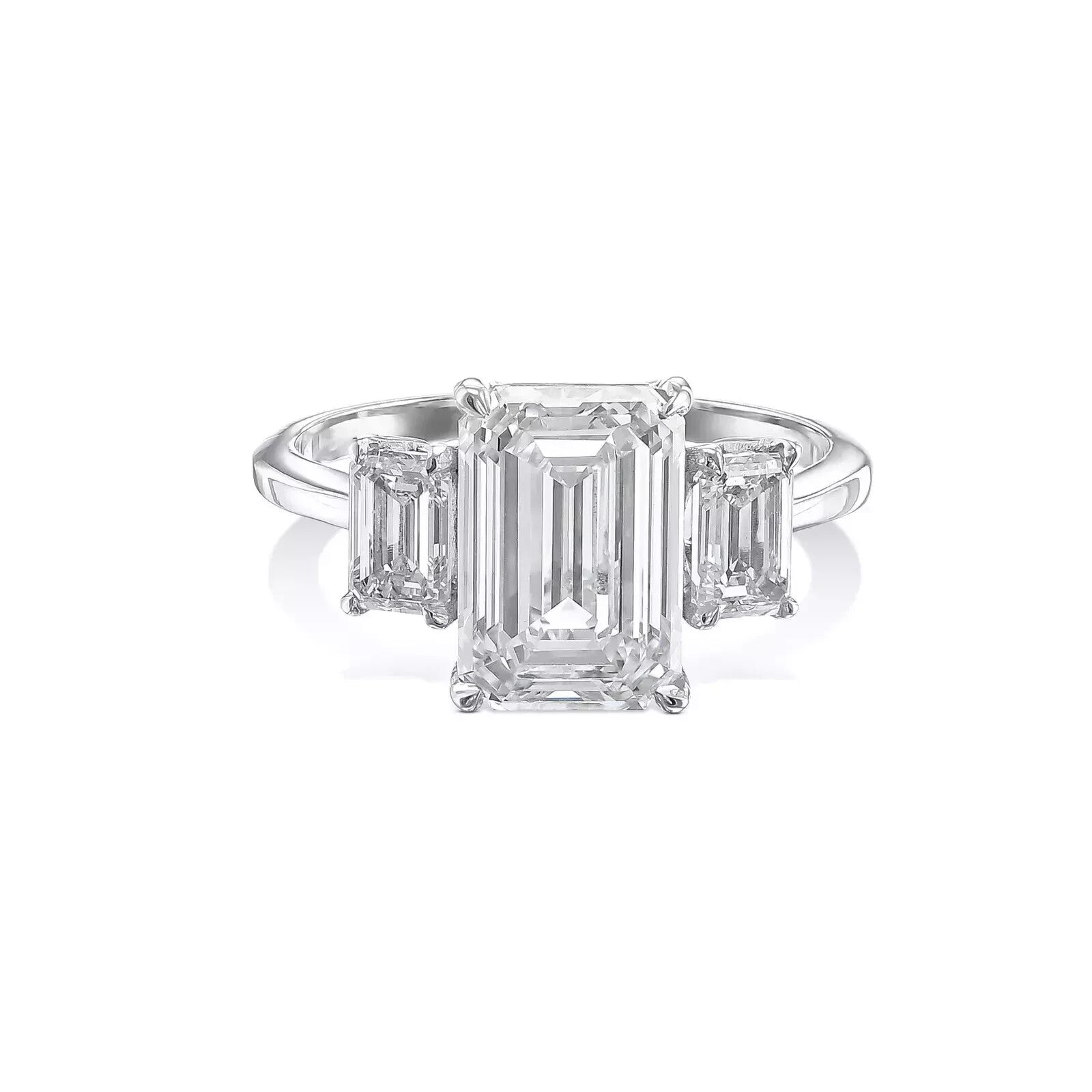 4.20 Ct Emerald Cut 14k White Gold Lab Grown Diamond Ring IGI Certified