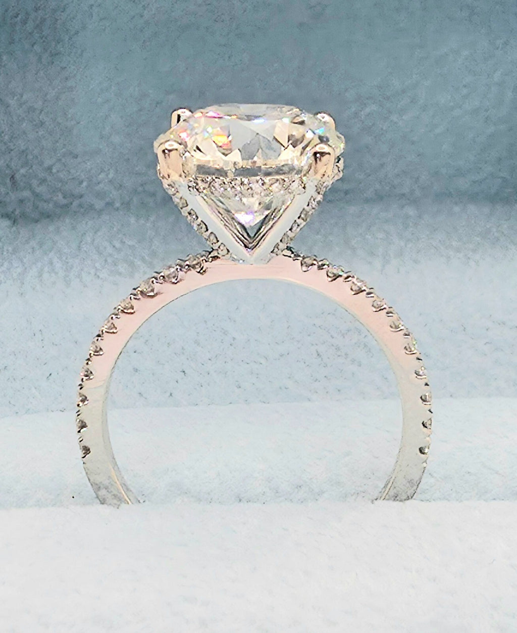 5.51 Ct G VS2 Round Lab Grown Diamond Engagement Ring 14k White IGI Certified