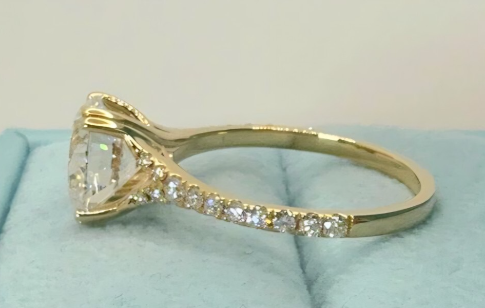 3.40 Ct D VS1 Round Lab Grown Diamond Engagement Ring 14k Yellow IGI Certified