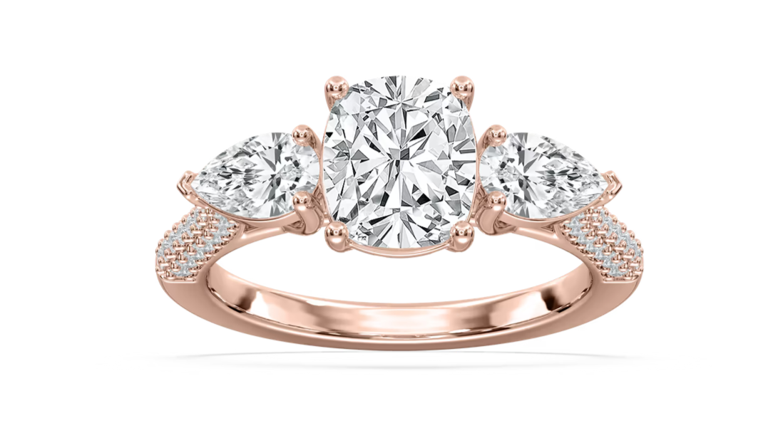 4.18 Ct E VS1 Cushion Lab Grown Diamond Ring 14k Rose Gold IGI Certified