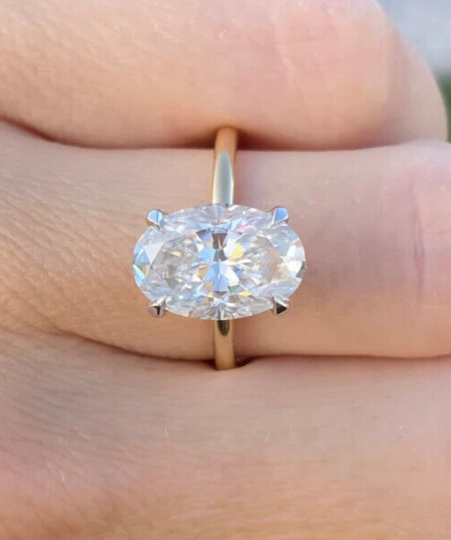 4.12 Carat D VS1 Hidden Halo Oval Lab Grown Diamond Ring 14k IGI Certified