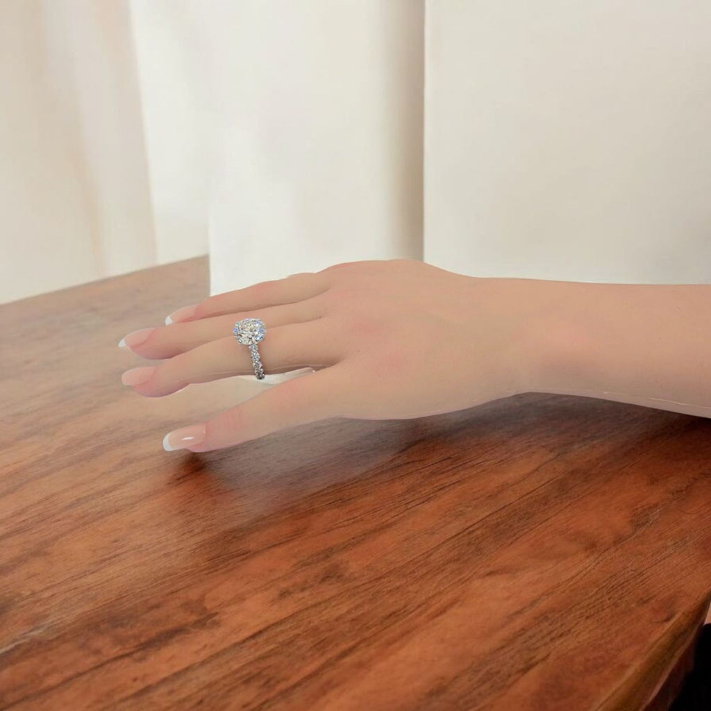 6.60 Ct E VS1 Round Diamond Engagement Ring IGI Certified Lab Grown Platinum