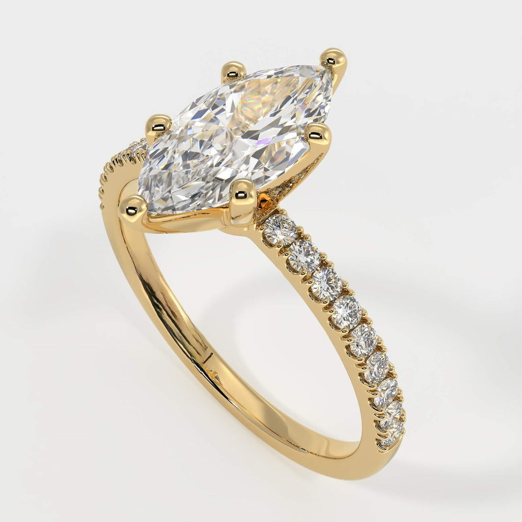 2.76 carat Marquise Engagement Ring | IGI F/VS2 Lab Diamond in 14k Yellow Gold