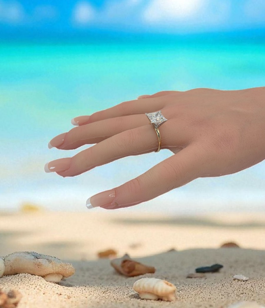 4.00 Ct E VVS2 Princess Cut Lab Grown Diamond Ring 14k Gold IGI Certified