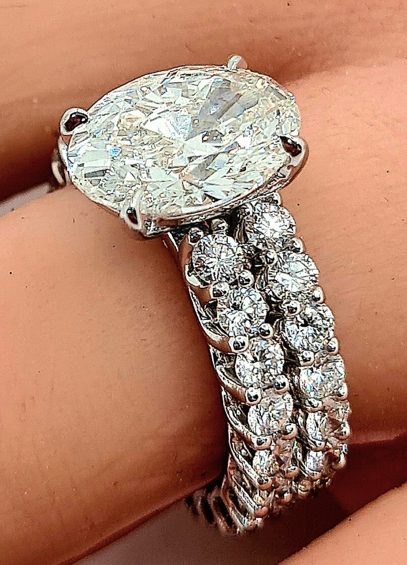 5.68 Ct F VS1 Lab Grown Diamond Engagement Ring With Band IGI Certified Diamond