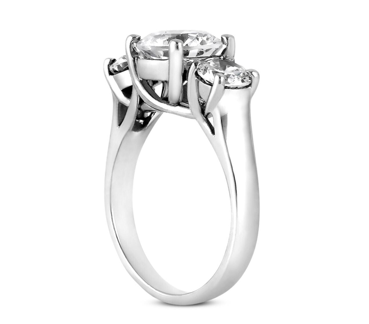 2.50 Carat Round Diamond Three 3 Stone Ring IGI Certified Lab Grown Platinum