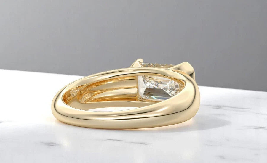 3.00 Ct IGI D VS1 Certified Radiant Cut Lab Grown Diamond Ring East West 14k