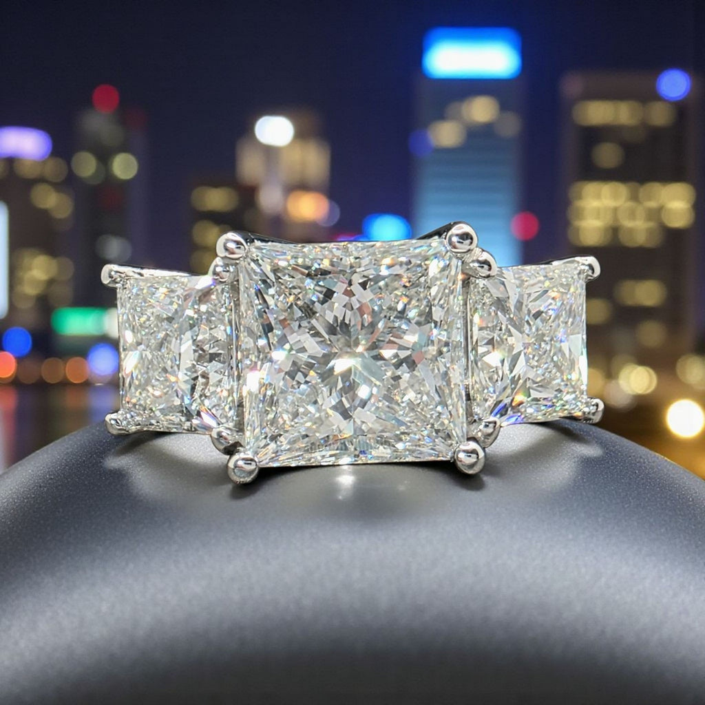 9.00 CT F VVS2 Lab Grown Princess Platinum Diamond Engagement Ring IGI Certified