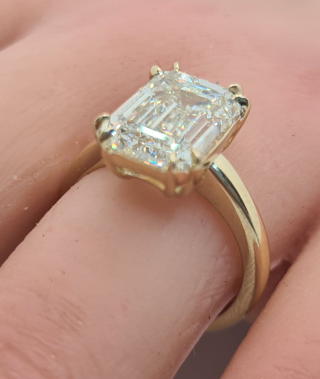 Certified 7CT H/VS1 Emerald Solitaire Diamond Engagement Ring Gold Lab Grown