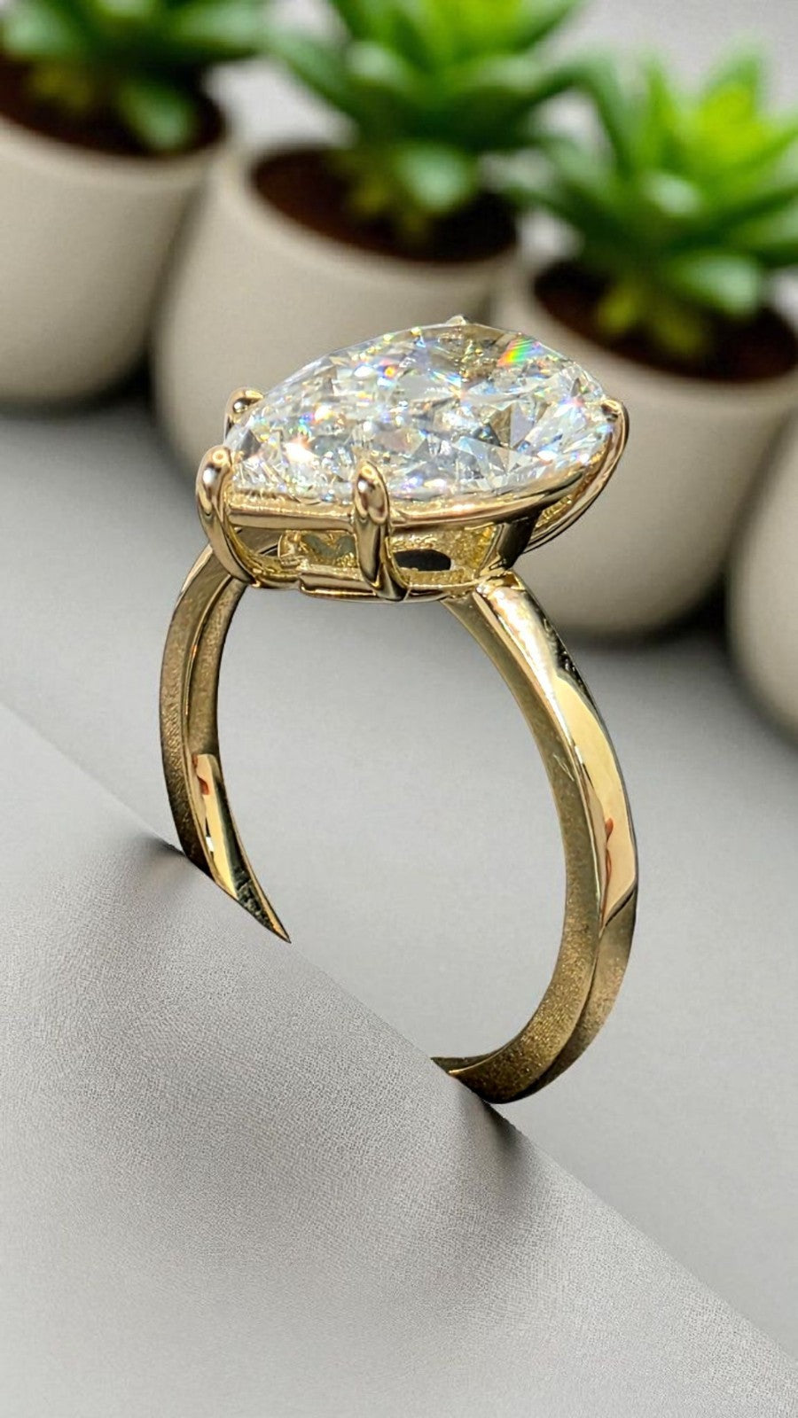 3.00 Ct D VS1 Pear Shaped Lab Grown Diamond Engagement Ring Set in 14k Gold