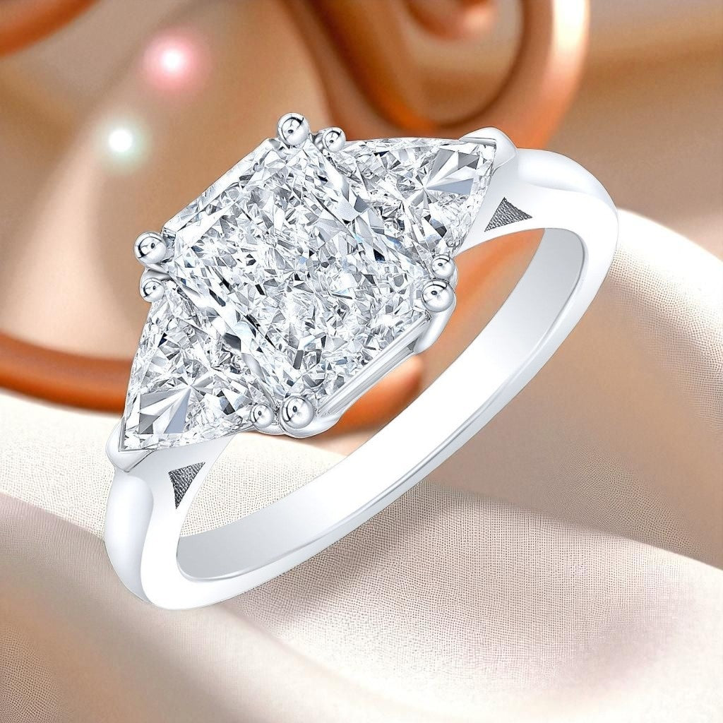 3.50 Ct D VS1 Radiant Cut Lab Grown Diamond Ring IGI Certified Platinum GIA