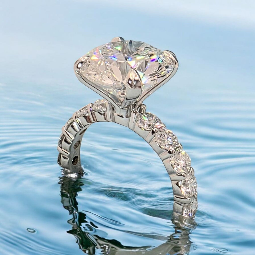 5.60 Ct E VS1 Round Diamond Engagement Ring IGI Certified Lab Grown Platinum