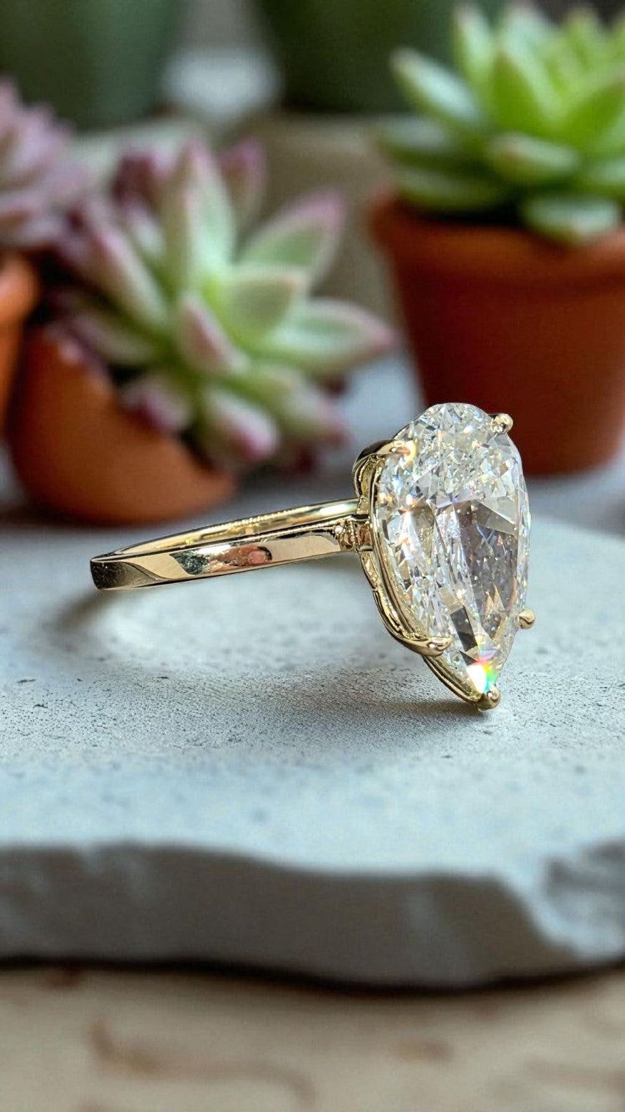 3.00 Ct D VS1 Pear Shaped Lab Grown Diamond Engagement Ring Set in 14k Gold