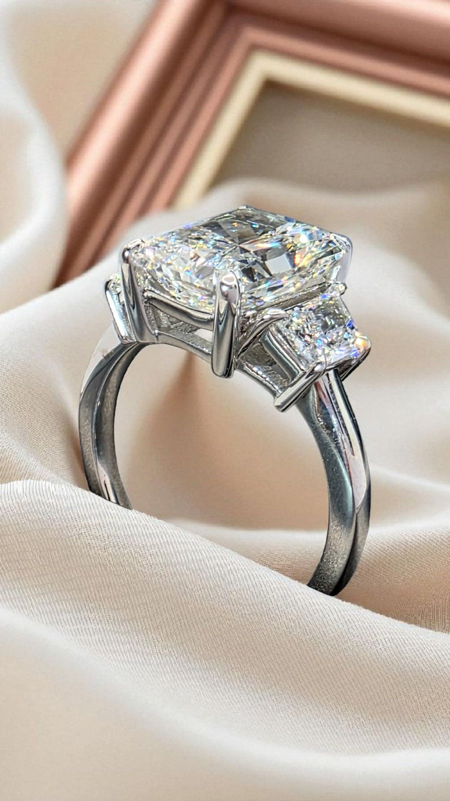 4.60 Carat D VS1 Platinum Radiant Cut Lab Grown Diamond Ring IGI Certified GIA