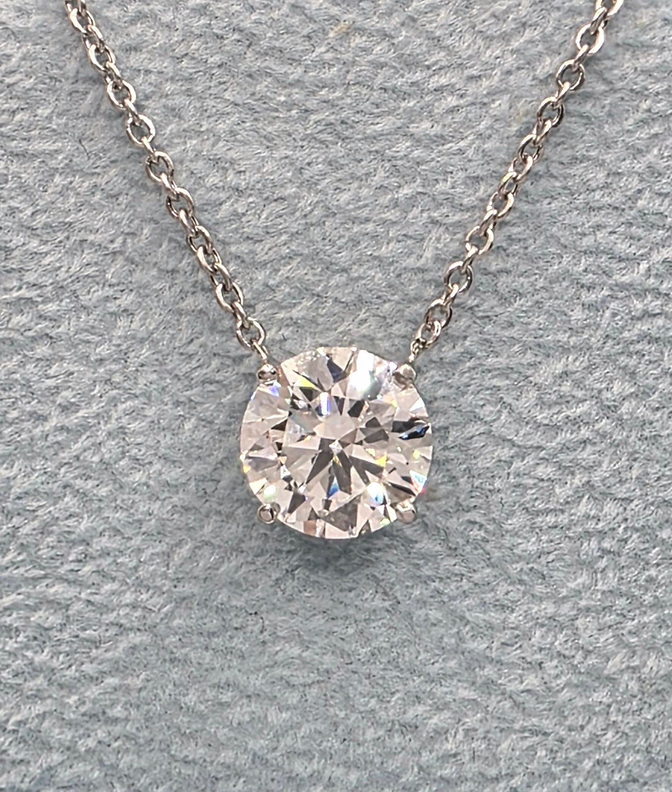 2.00 Ct E VS1 Round Lab Grown Diamond Pendant 14k White Gold IGI Certified