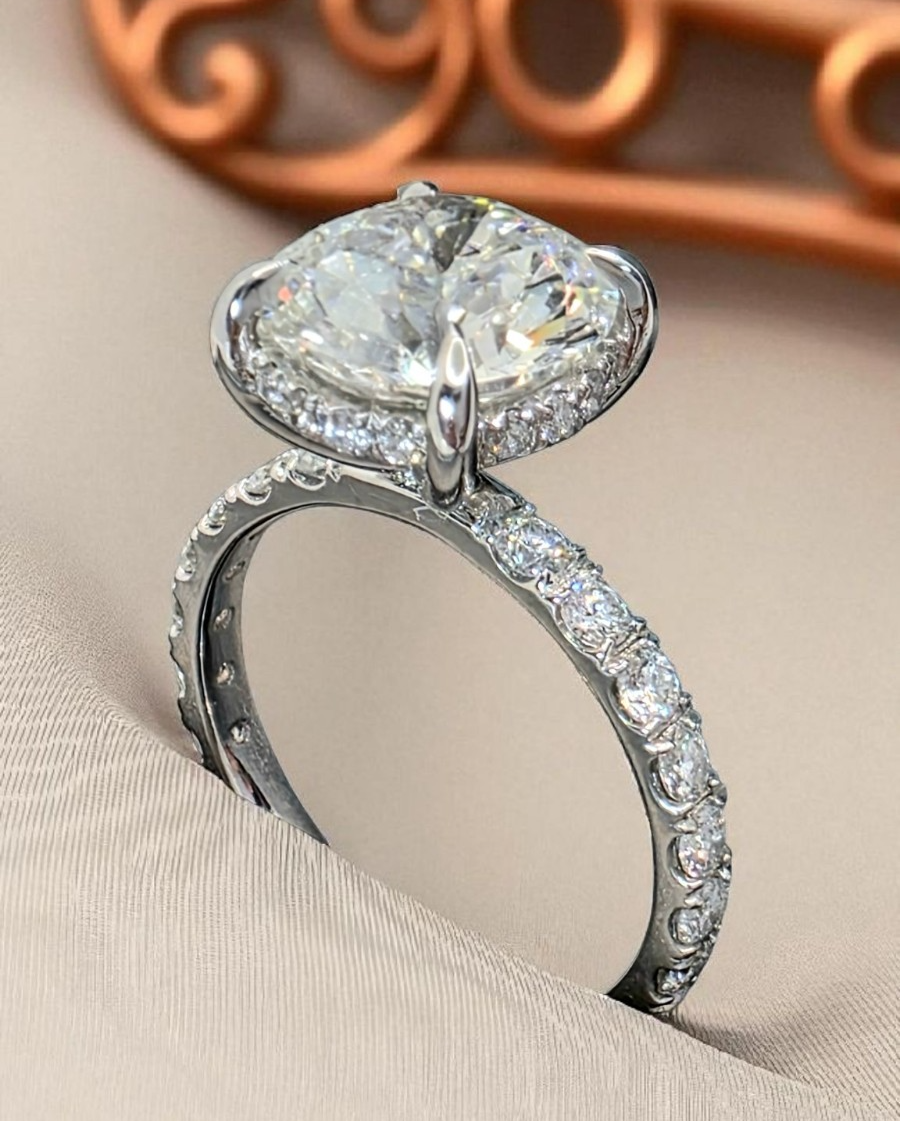 3.60 Ct D VS1 Round Lab Grown Platinum Diamond Engagement Ring IGI Certified