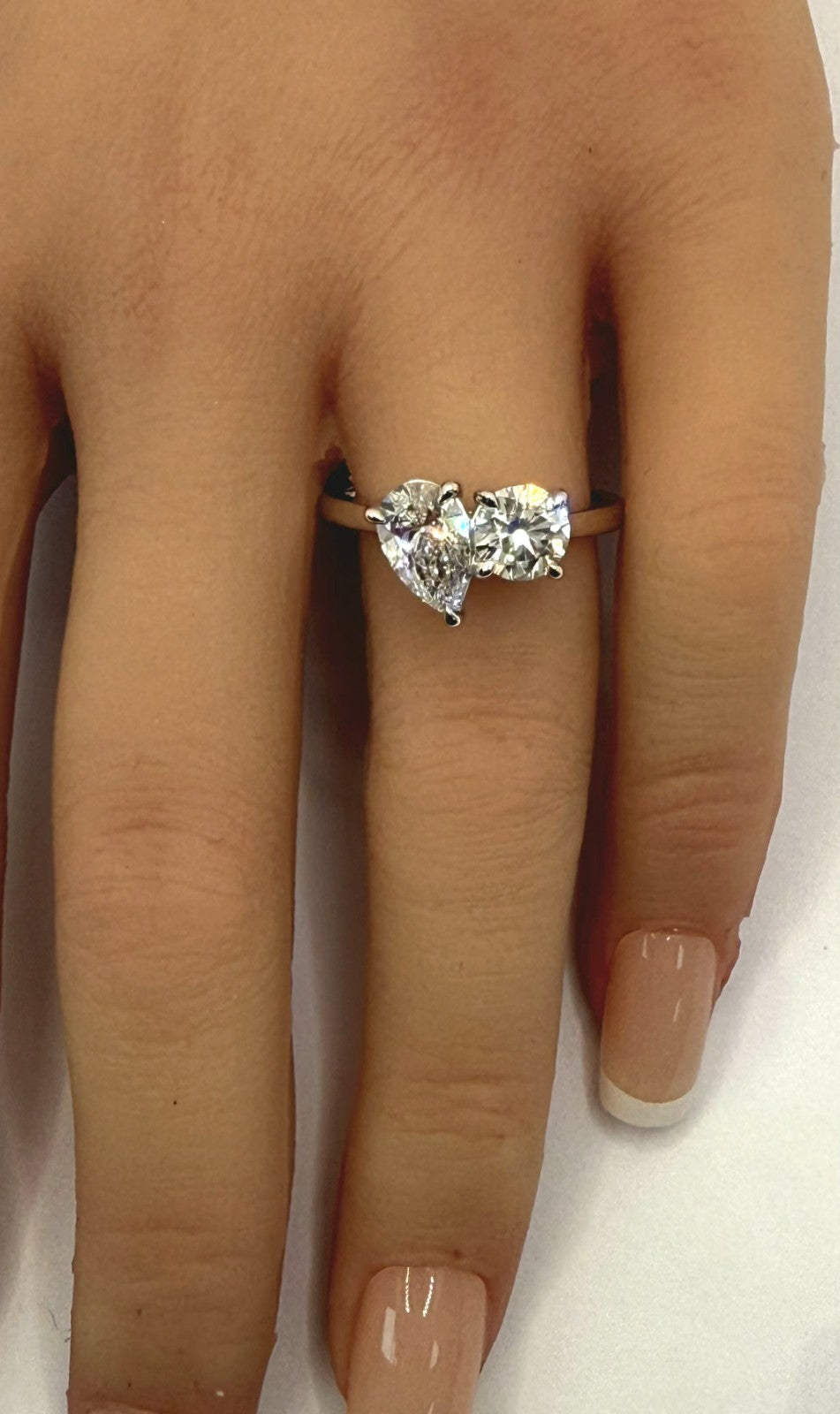 2.25 Ct D VS1 Toi et Moi Diamond Ring IGI Certified Lab Grown Platinum