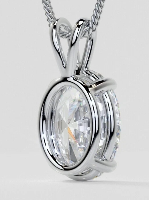 3 Ct D VVS2 Oval Lab Grown Diamond Pendant 14k White No Chain