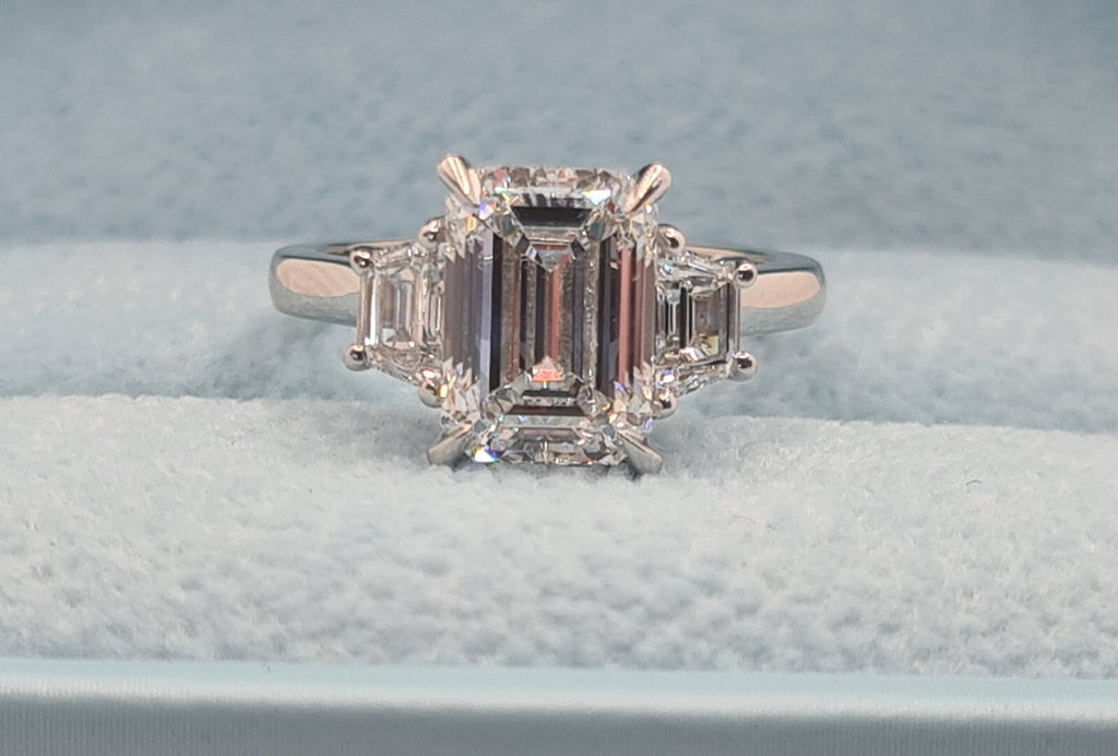 3.00 Carat Lab Grown Diamond 3 Stone Ring D VS1 IGI Certified Platinum