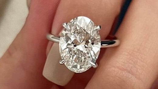 5.01 Ct G VS1 Oval IGI Certified Lab Grown Diamond Ring Set in Platinum