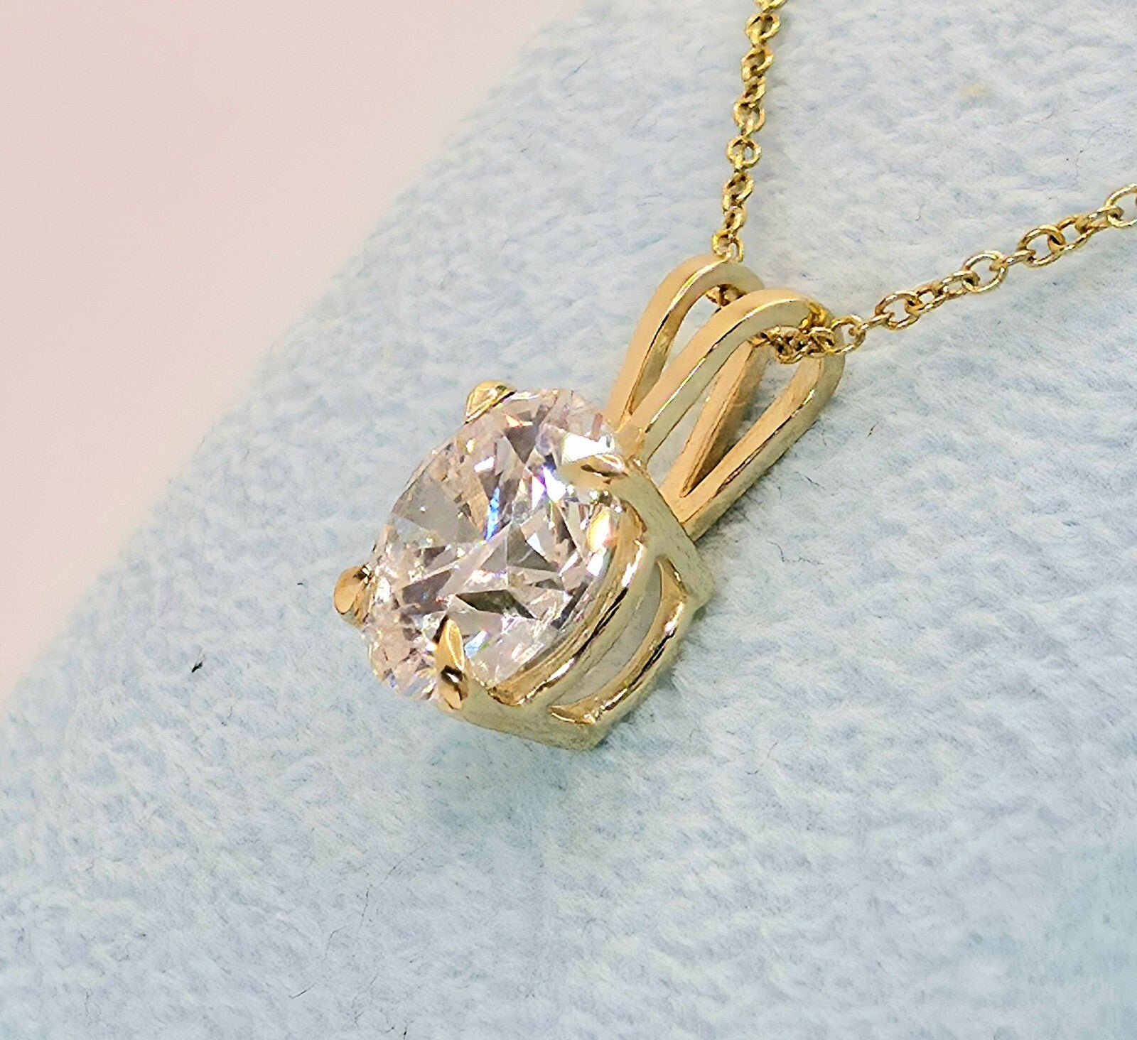 4.00 Ct E VS2 Lab Grown Diamond Solitaire Pendant 14k with Chain IGI Certified