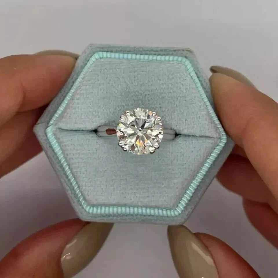 4.00 Carat Lab Grown E VVS2  IGI Certified Round Diamond Ring 14k White Gold