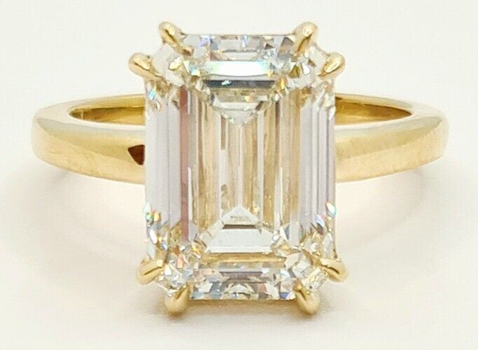 5.00 Carat IGI Certified Emerald Cut H VS1 Lab Grown Diamond Ring 14k Gold