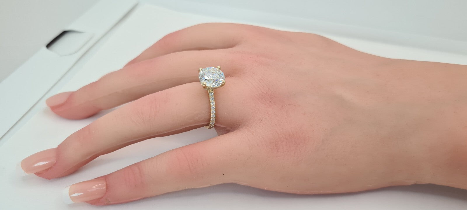 2.42 Ct D VS1 Round Lab Grown Diamond Engagement Ring 14k Yellow IGI Certified