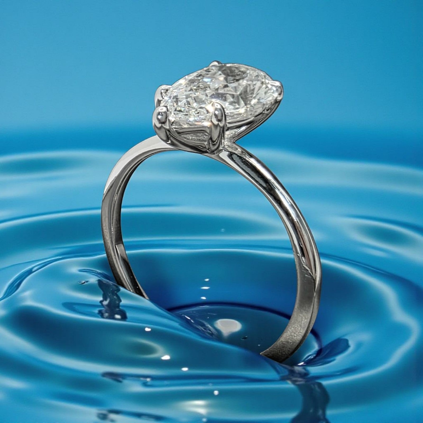 3.00 Ct  D VS1 Pear Shaped Lab Grown Diamond Engagement Ring Platinum