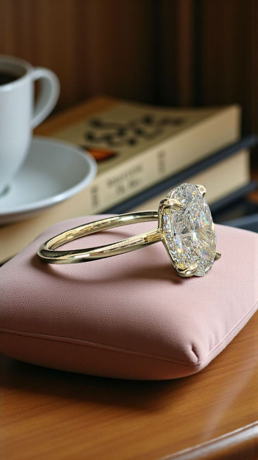 3.07 Carat D VS1 Oval Halo Lab Grown Diamond Ring 14k Yellow Gold IGI Certified