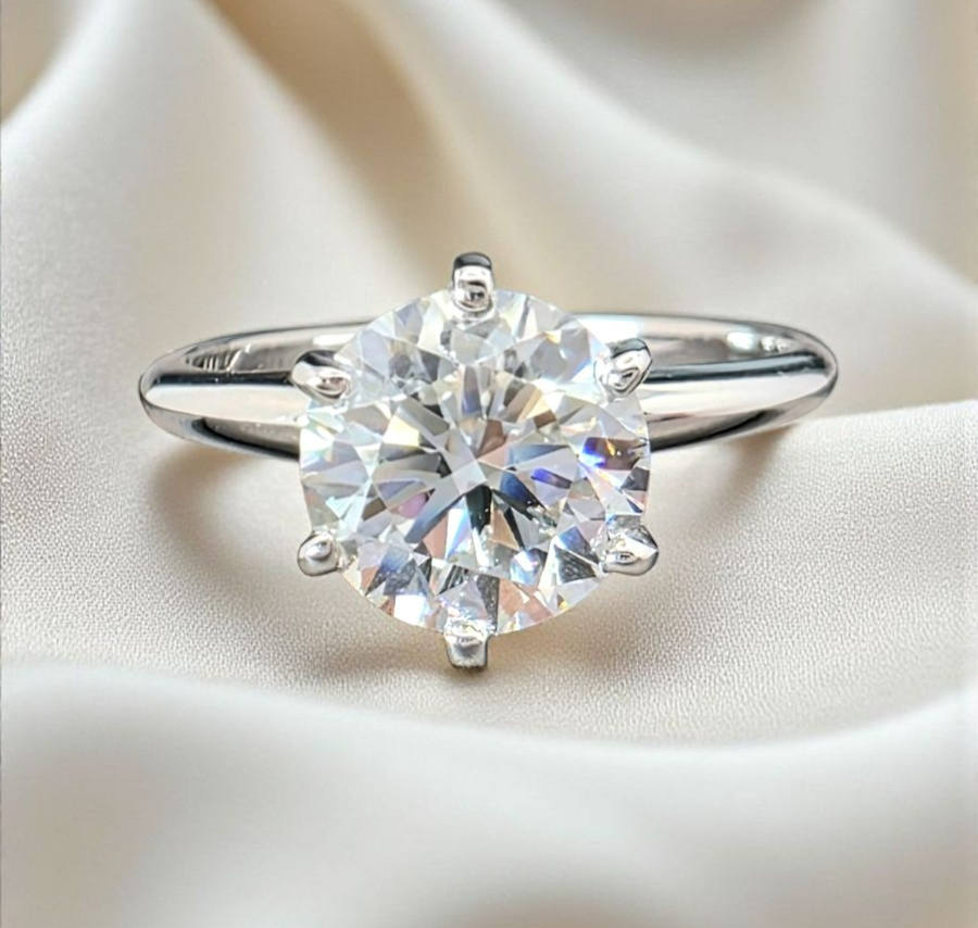 2.00 Ct F VS1 Round Solitaire Lab Grown Diamond Ring IGI Certified 14k Gold